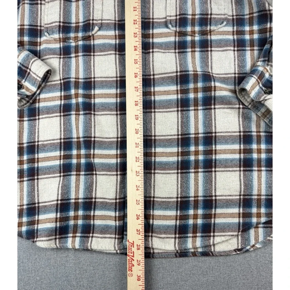 Bob Timberlake Men's Large Plaid Flannel Shirt Blue Brown Button Front L